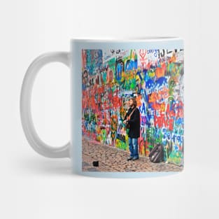 John Lennon listening to a street musician Mug